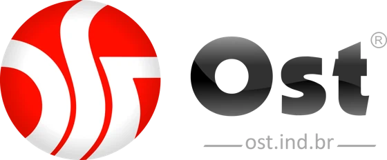 Logomarca OST Pneus: colorida com degradê, para fundos claros